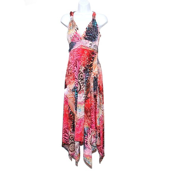 Vintage Nani Kai Hawaii Asymmetric Floral Abstract Maxi Dress Size S - Picture 1 of 8